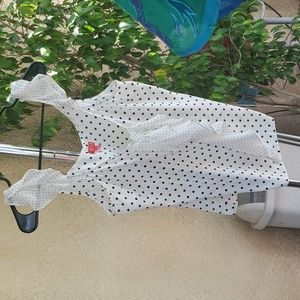 ELLE BLACK & WHITE POLKA DOT FRONT DETAIL SLEEVE & RUFFLE BLOUSE SIZE L